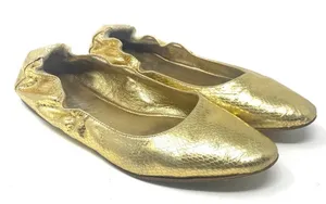 Dolce & Gabbana Gold Metallic‎ Snakeskin Flats thumbnail 1