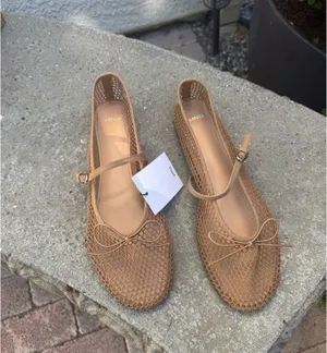 NWT Mango Tan Mesh Ballet Flats  thumbnail 2