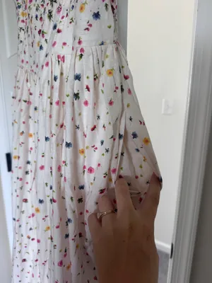 Max Studio White and multi color floral midi sundress thumbnail 4