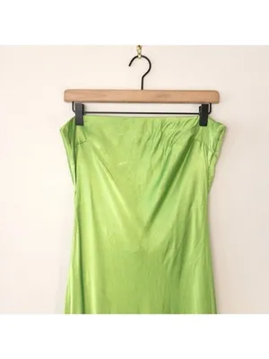 Bec + Bridge Moon Dance Strapless Dress 10 Sweet Pea Green Satin Cutout Draped thumbnail 8