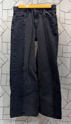 Old Navy‎ Girls 12 High Rise Baggy Wide Leg Paneled Jeans Washed Black Denim thumbnail 1