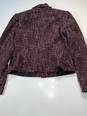 Calvin Klein Plum Tweed Jacket with Black Buttons Size 12 thumbnail 8