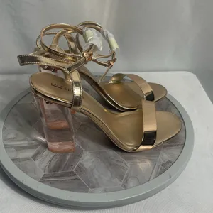 Call It Spring Gold Ankle Strap Block Heel Sandals Size 6 With Box thumbnail 2