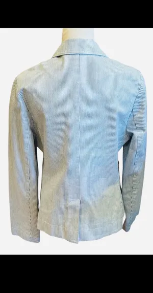 Boden Seersucker Blazer Blue White Striped Tailored Jacket US 10 UK 14 thumbnail 5