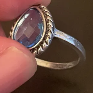 Water drop blue rhinestone silver plated ring size 5.25 thumbnail 8