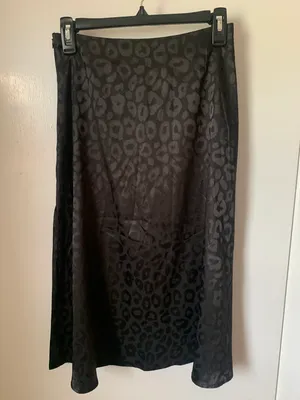 Satin Cheetah Skirt Black thumbnail 1