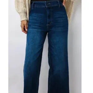 OAT New York High‎ Rise Wide Leg Raw Hem Cropped Denim Jeans thumbnail 2