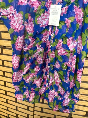 Abercrombie & fitch blue and pink floral sheer blouse size small thumbnail 4