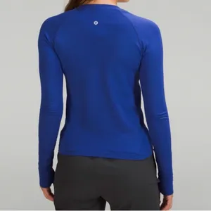 Lululemon Swiftly Tech LS 2.0 Long Sleeve Top Size 8 Blue Thumbholes thumbnail 2