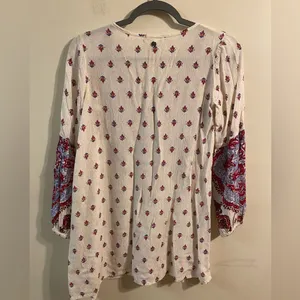 Womens Billabong White Pink Boho Hippie Long‎ Sleeve V-Neck Tunic Size XS thumbnail 3