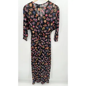 Anthropologie HD In Paris Varina Black Floral Sheer Maxi Dress Womens 4 OB483345 thumbnail 2