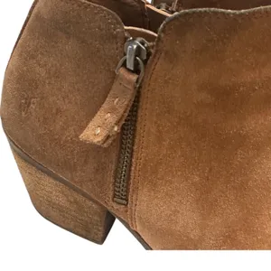 Frye Suede Ankle Boots Cognac Brown Pointed Toe Block Heel Side Zip Booties thumbnail 14