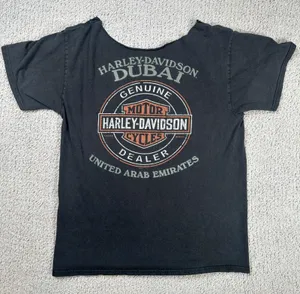 Rare Harley Davidson Dubai UAE T Shirt Top Women Black Eagle Graphic Cutout Neck thumbnail 1