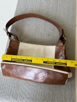 Vintage 90’s Nine & Co. White Canvas Shoulder Bag with Brown Leather Trim thumbnail 6