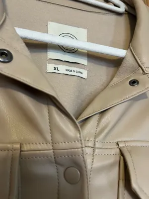 Leather Oversized Shirt Jacket Button Up Jacket Tan Size XL thumbnail 3