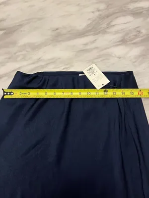 Brand New A New Day Navy Satin Lace Hem Slip Skirt Size Small thumbnail 3
