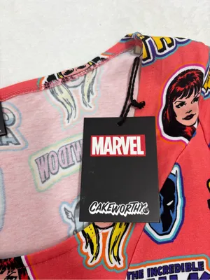 Marvel Avengers Coral Graphic Superhero Scoop Neck Dress Size L Comic Print thumbnail 6