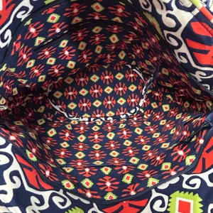 Vera Bradley Sierra Quilted Cotton Shoulder Bag Navy Red‎ Geometric Tote thumbnail 3