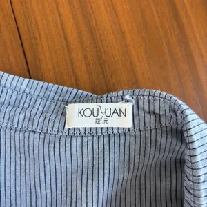 Kou Yuan Striped Button Down Shirt M Blue Pinstripe Cropped Academia Preppy Fall thumbnail 4