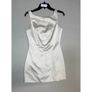 ASTR the Label Alisanne Satin Boat-Neck Bow Sleeveless Mini Dress Cream Small thumbnail 3