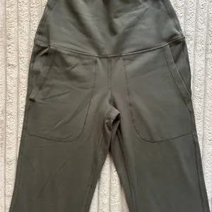 90 Degree by Reflex muted/army green flare leggings with pockets thumbnail 2