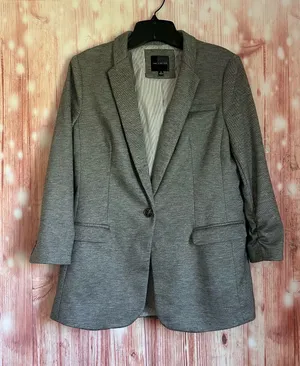The Limited Gray Stretch Knit 3/4 Sleeve Single Button Blazer Size M thumbnail 1
