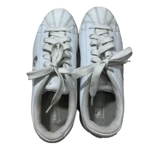 Vtg Skechers White Sneakers 10 Leather Silver Logo Y2k 1990s Shoes WSL Lace up thumbnail 2