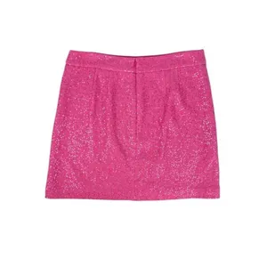 LOFT Hot Pink Barbie Sequin Mini Dress Skirt‎ Wool Blend Size 8 thumbnail 2