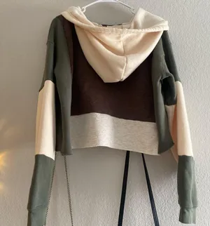 Custom Handmade 1of1 Patchwork Hoodie Tan Size L thumbnail 3