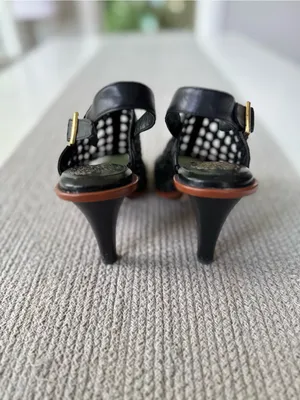 Vince Camuto Black and Brown Woven Slingback Heels thumbnail 3