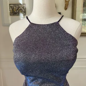 Vintage 90s Blondie Nites Caged Back Cosmic Sparkle BodyCon Cocktail HoCo Dress thumbnail 3