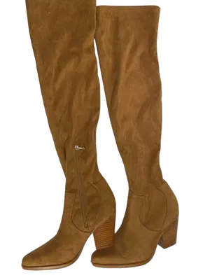 Marc Fisher LTD Gwyneth Suede Over Knee Western Boots Tan 8M NWOB thumbnail 2