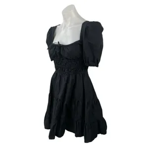 Aritzia Sunday Best Black Short Puff Sleeve Tie Bustier A Line Mini Dress Size S thumbnail 3