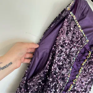 Cinderella Divine Purple‎ Strapless Sequin Beaded Corset Back Long Gown Dress 4 thumbnail 13