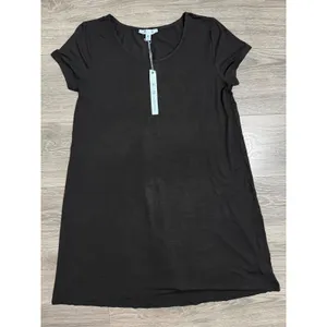 She & Sky Lounge‎ Midi Dress M Black Short Sleeve Scoop Neck A-Line T-Shirt Minimalist thumbnail 8