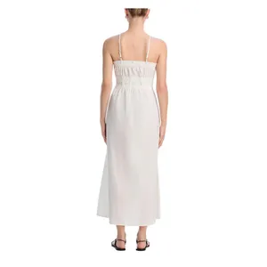 Aqua Womens Cotton Smocked Sleeveless Dress AQ08-01 White S thumbnail 7