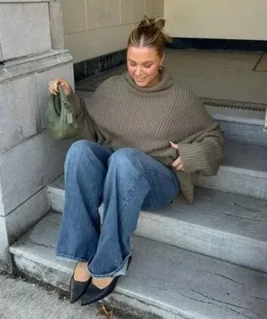 FREE PEOPLE Swim Too Deep Turtleneck Sweater in Olive Stone Size X-Small thumbnail 16
