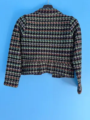 Naven AVEC Vintage-Style Multicolor Pixelated Woven Knit Button-Up Jacket thumbnail 8