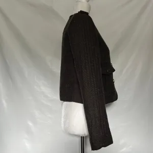 Cartonnier Tweed Equestrian Women Jacket Sz 4 Brown Preppy Cropped Anthropologie thumbnail 7