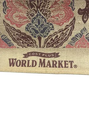 Cost Plus World Market Burlap Reusable Shopping Tote Damask Style Floral thumbnail 3