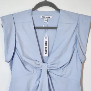 Steve Madden Blue 100% Cotton A Line Mini Dress with Cap Sleeves Size Small NWT thumbnail 2