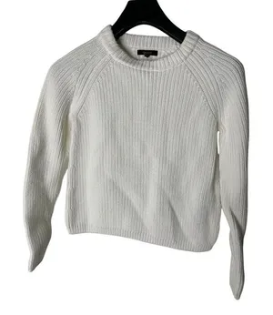 Quince 100% organic cotton fisherman crew sweater ivory women's size small thumbnail 1