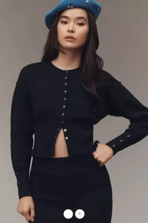 Anthropologie Pilcro Crew-Neck Fitted-Waist Cardigan Sweater thumbnail 1