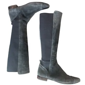 Tory Burch Grey Suede Cap Toe Stretch Back Riding Boots 8.5 thumbnail 5