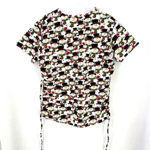 Serene Uniforms Christmas Snowman Frosty Buttery Soft Scrub Uniform Top LARGE thumbnail 2