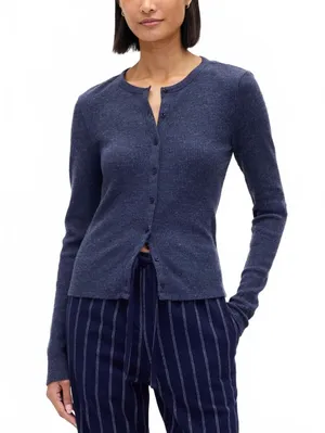 Gap Waffle Cardigan NWT Navy Blue Small thumbnail 1