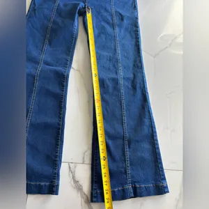 Women’s High Waisted Denim Jeans Size L Button Front Bootcut Blue thumbnail 9
