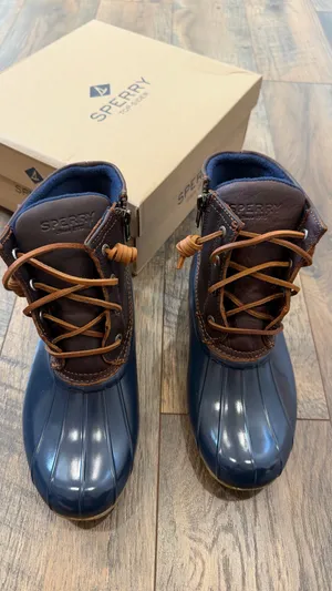 Sperry Top-Sider Saltwater Duck Boot Women’s Tan/Navy Waterproof Lace-Up 6 M NEW thumbnail 4