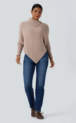 Halara turtleneck batwing asymmetrical sweater thumbnail 1