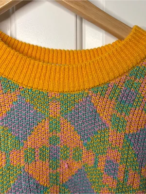 Free People Beach Color block Knitted Bohochic Colorful Sweater Coastal Cowgirl thumbnail 7